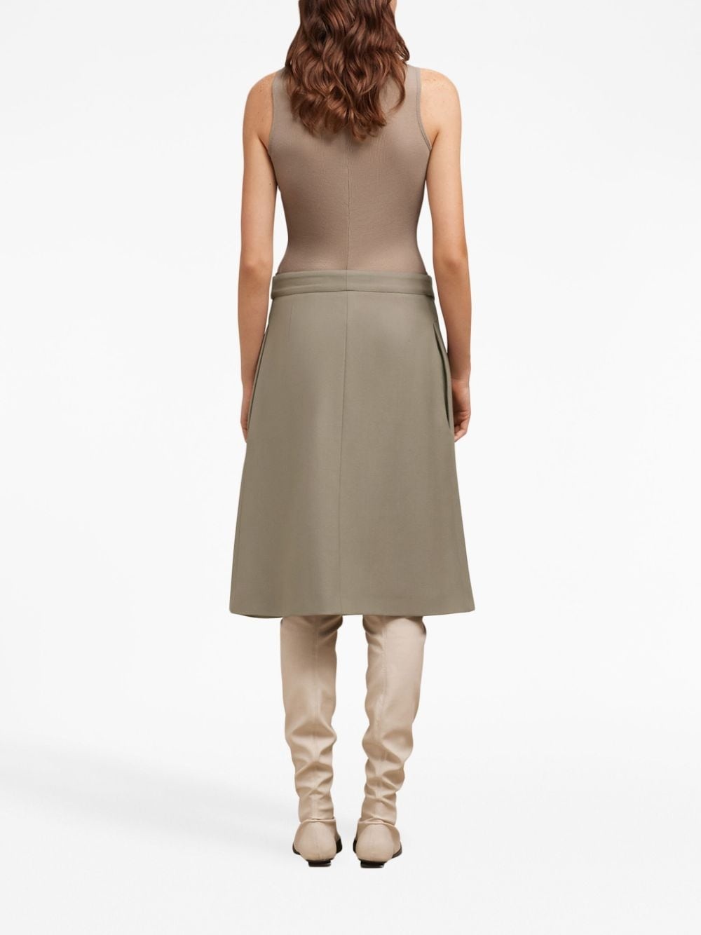 belted wool midi skirt - 4