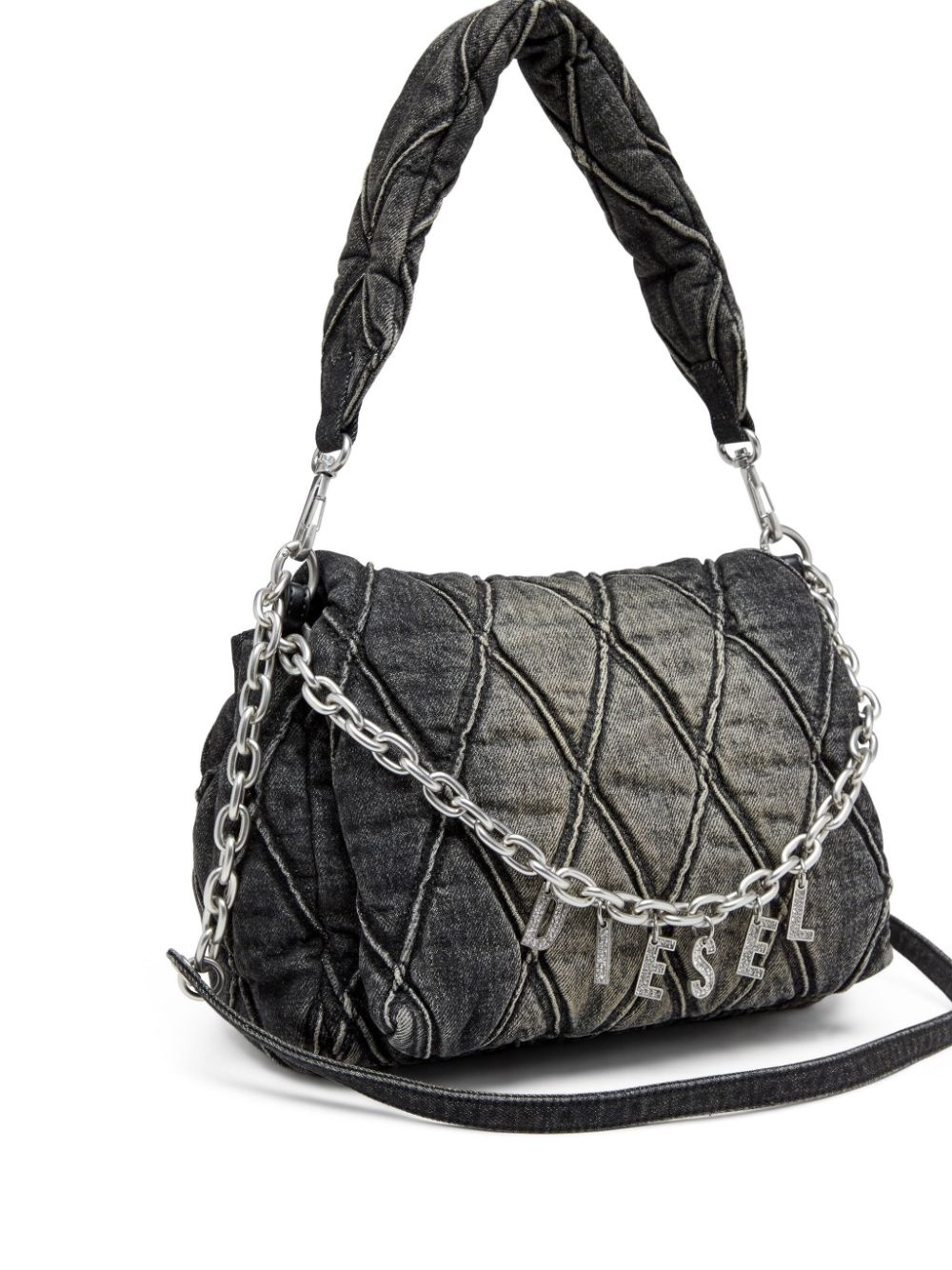 Charm-D quilted washed denim tote bag - 4