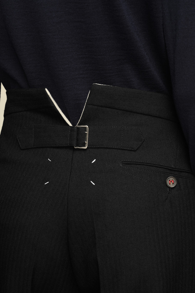 Herringbone Wool Pleated Trousers 6