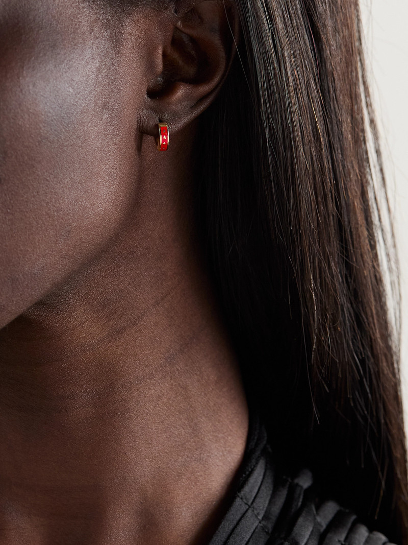 FOUNDRAE Strength Tenet 18-karat Gold And Ceramic Single Hoop Earring outlook