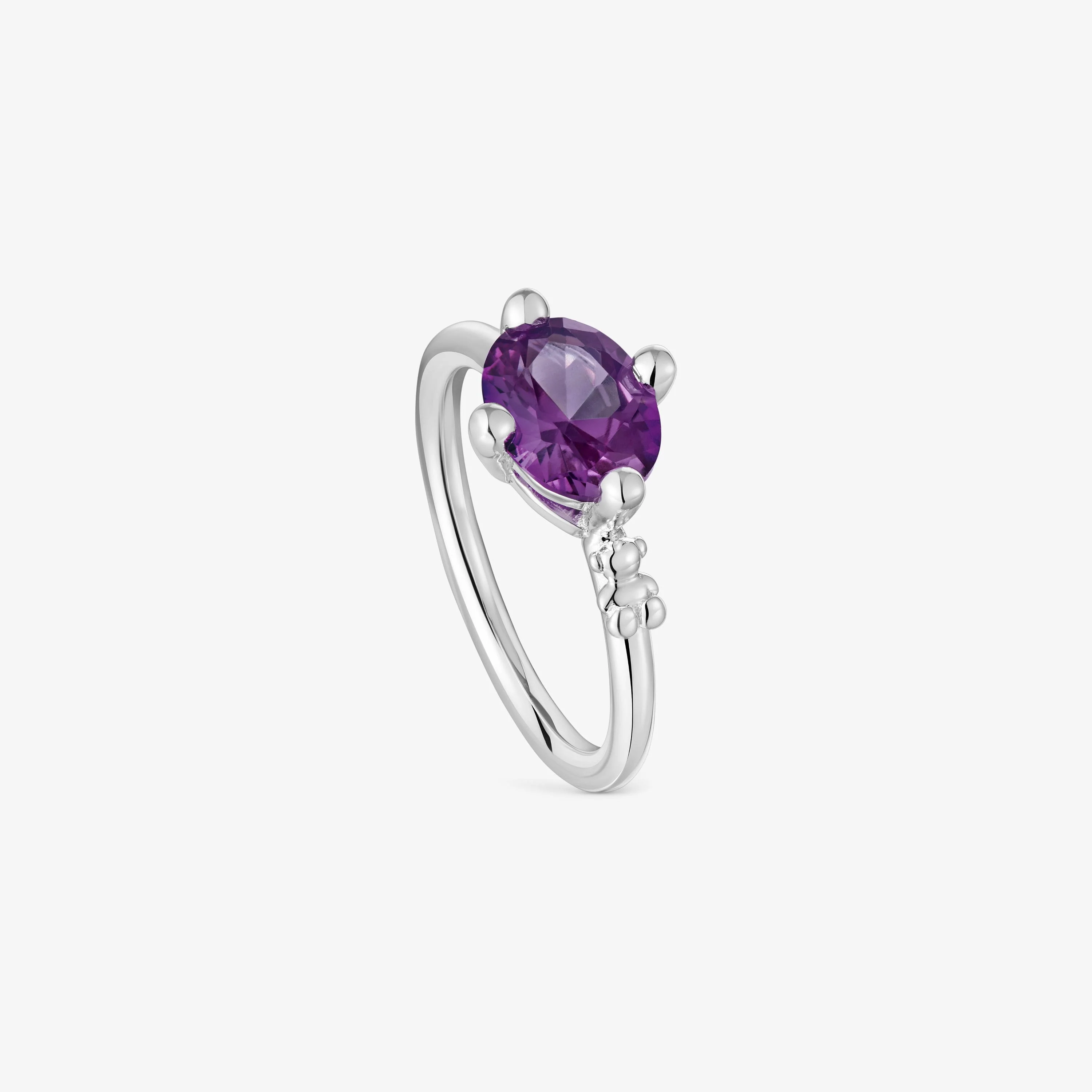 Small silver Ring with lab-grown lilac sapphire TOUS Color LGG - 1