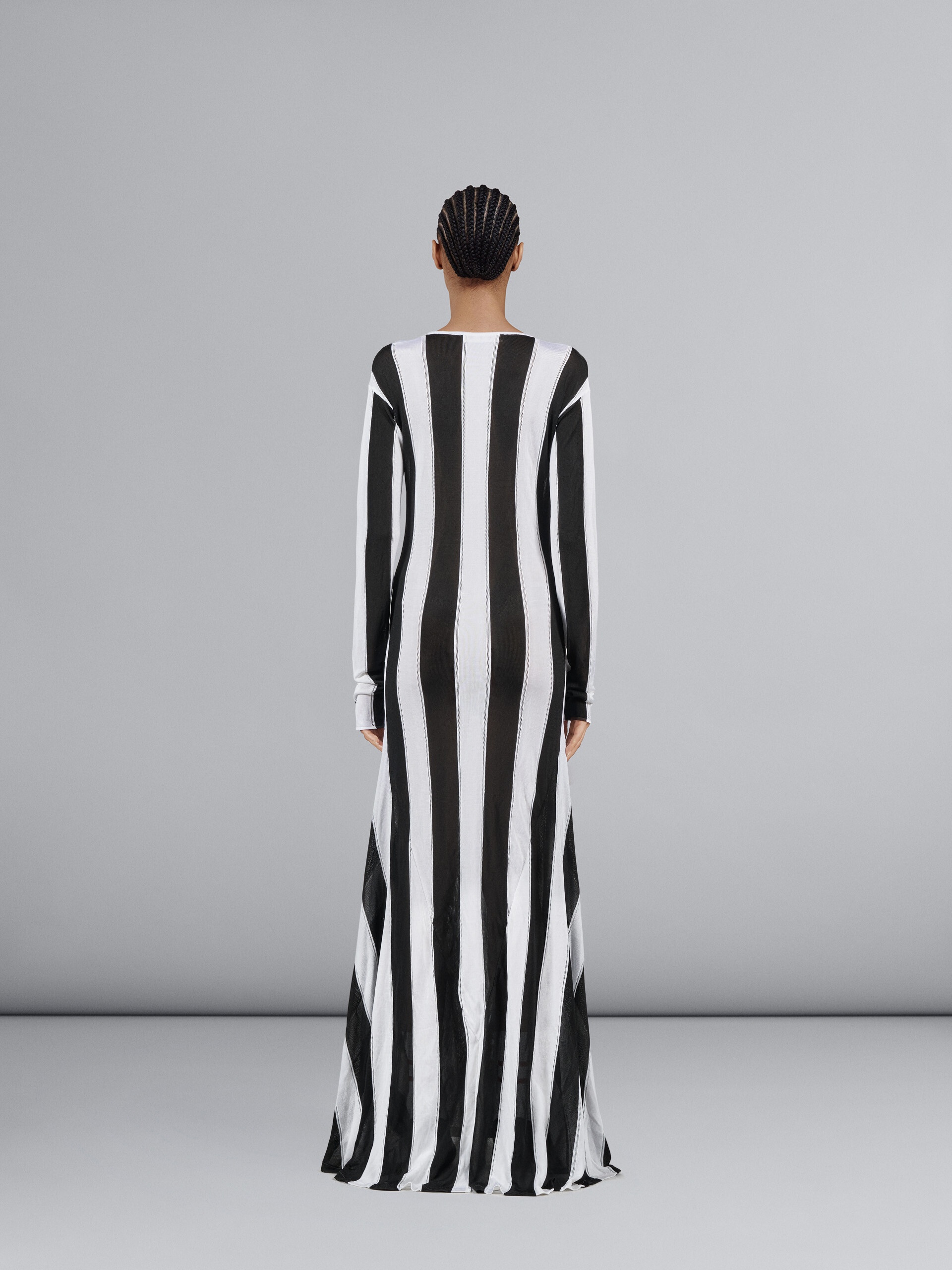 STRIPED KNIT VISCOSE LONG DRESS - 3