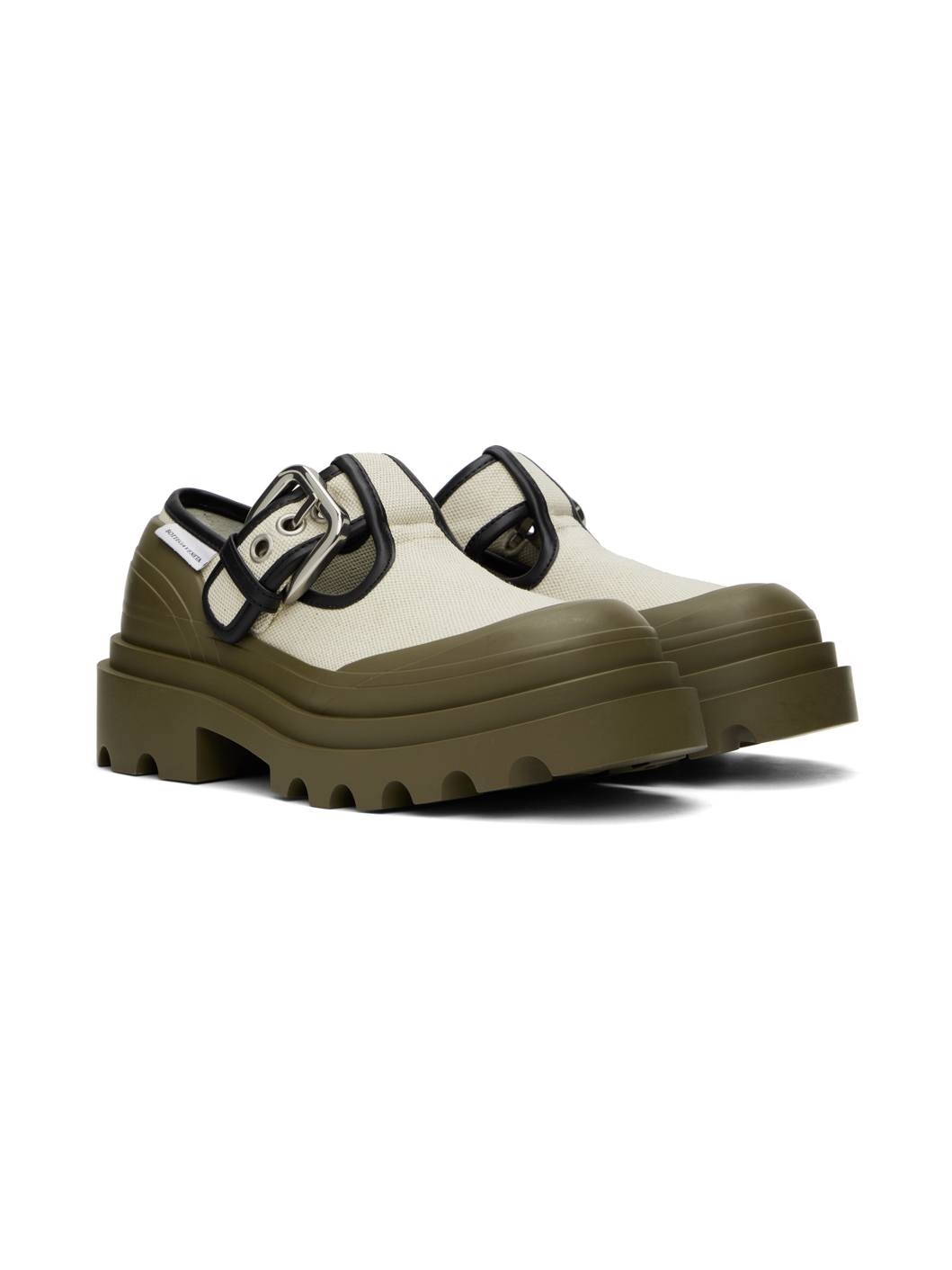 Beige & Khaki Trek Mary-Jane Loafers - 4