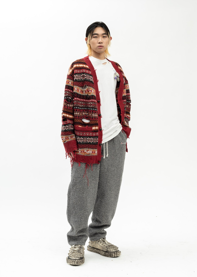 doublet RED OVERSIZED FAIR-ISLE CARDIGAN outlook