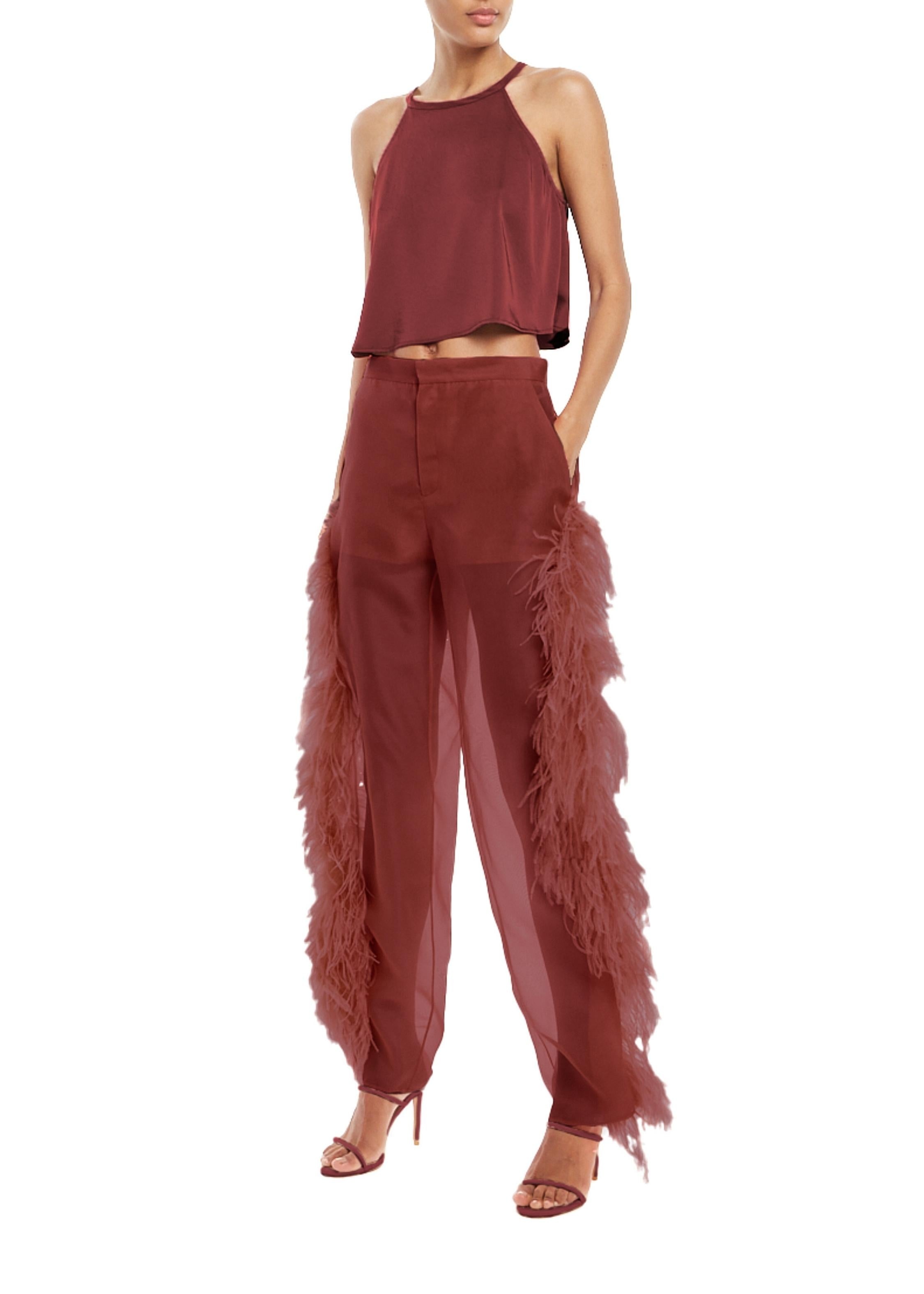 Organza Trouser With Feathers - 3