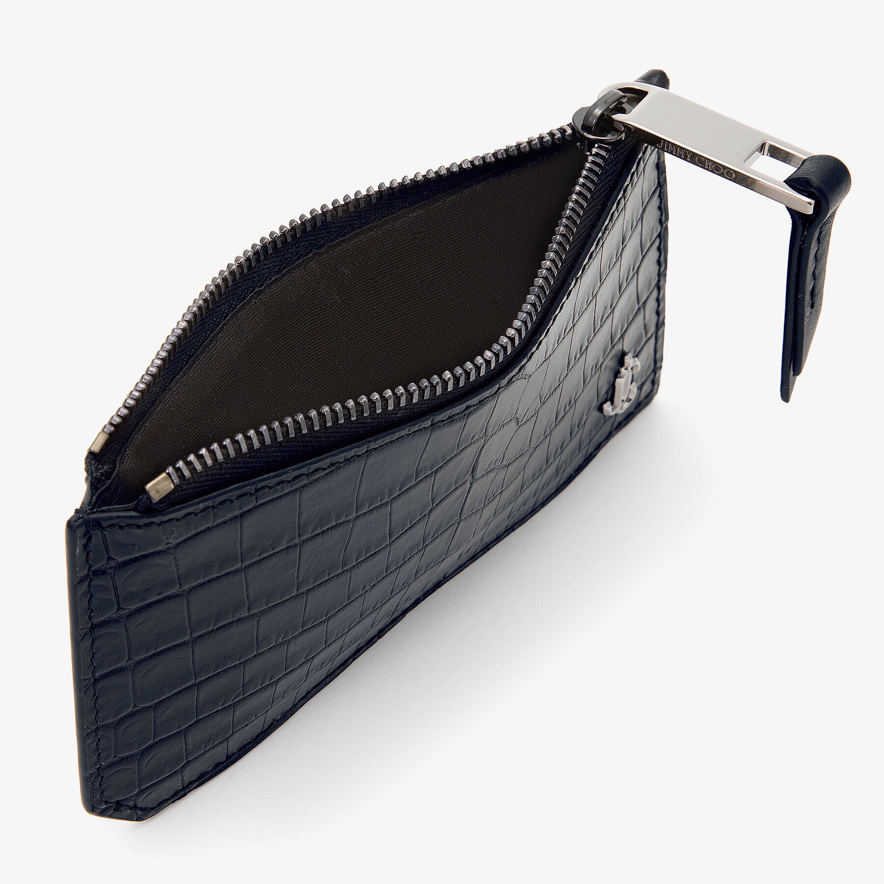 Casey
Black Croc-Embossed Leather Card Case with JC Logo - 2