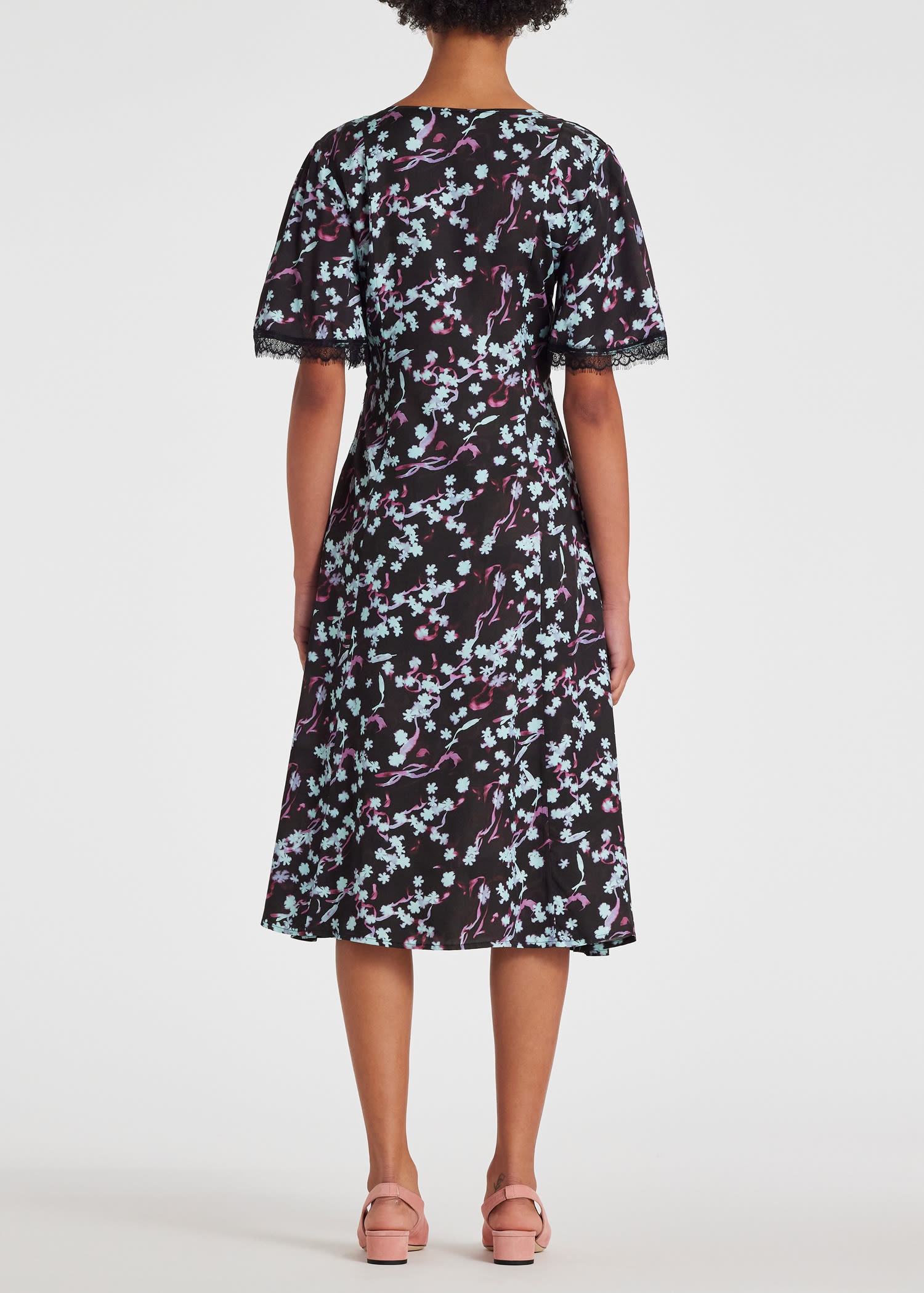 Black 'Wetlands Floral' Midi Dress - 4
