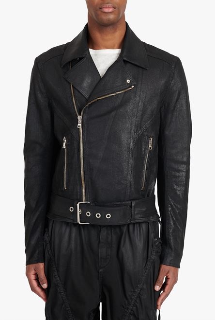 Black denim biker jacket - 5