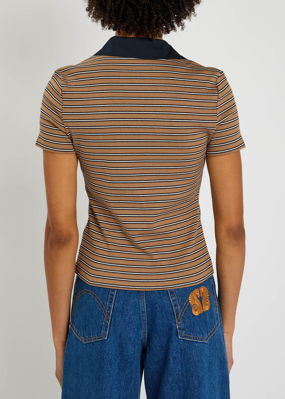 Veronica Beard Kearney Striped Stretch-cotton top - 3