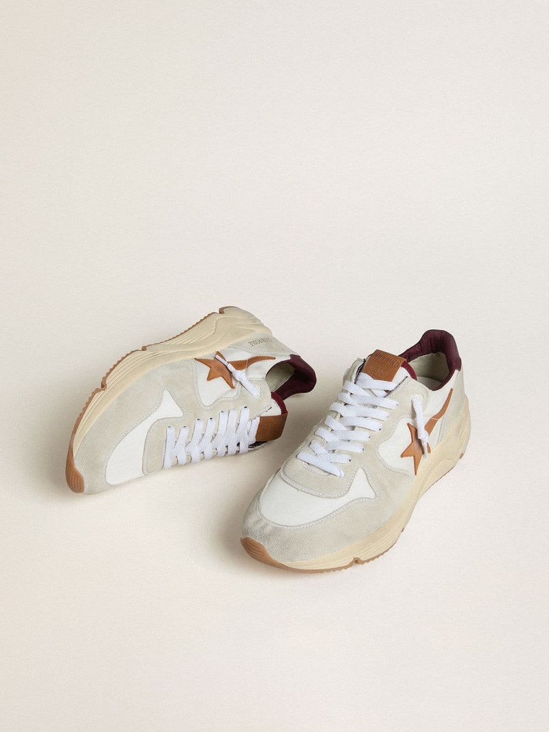 Golden Goose Men's Running Sole in nylon and suede with brown leather star and burgundy leather heel tab outlook