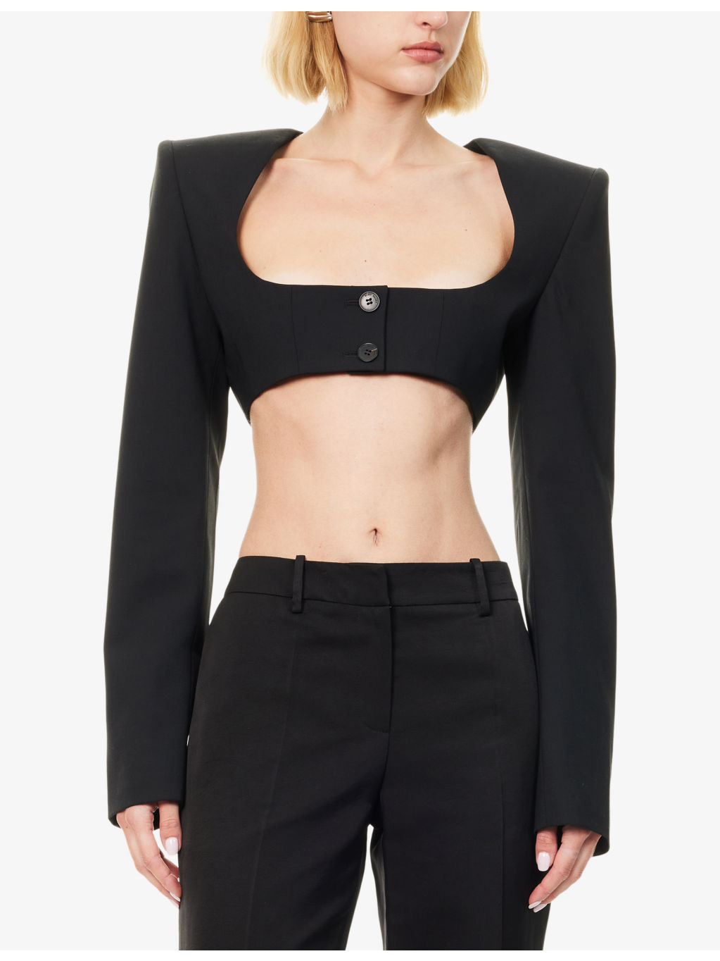Cropped Wool-Blend Blazer - 3