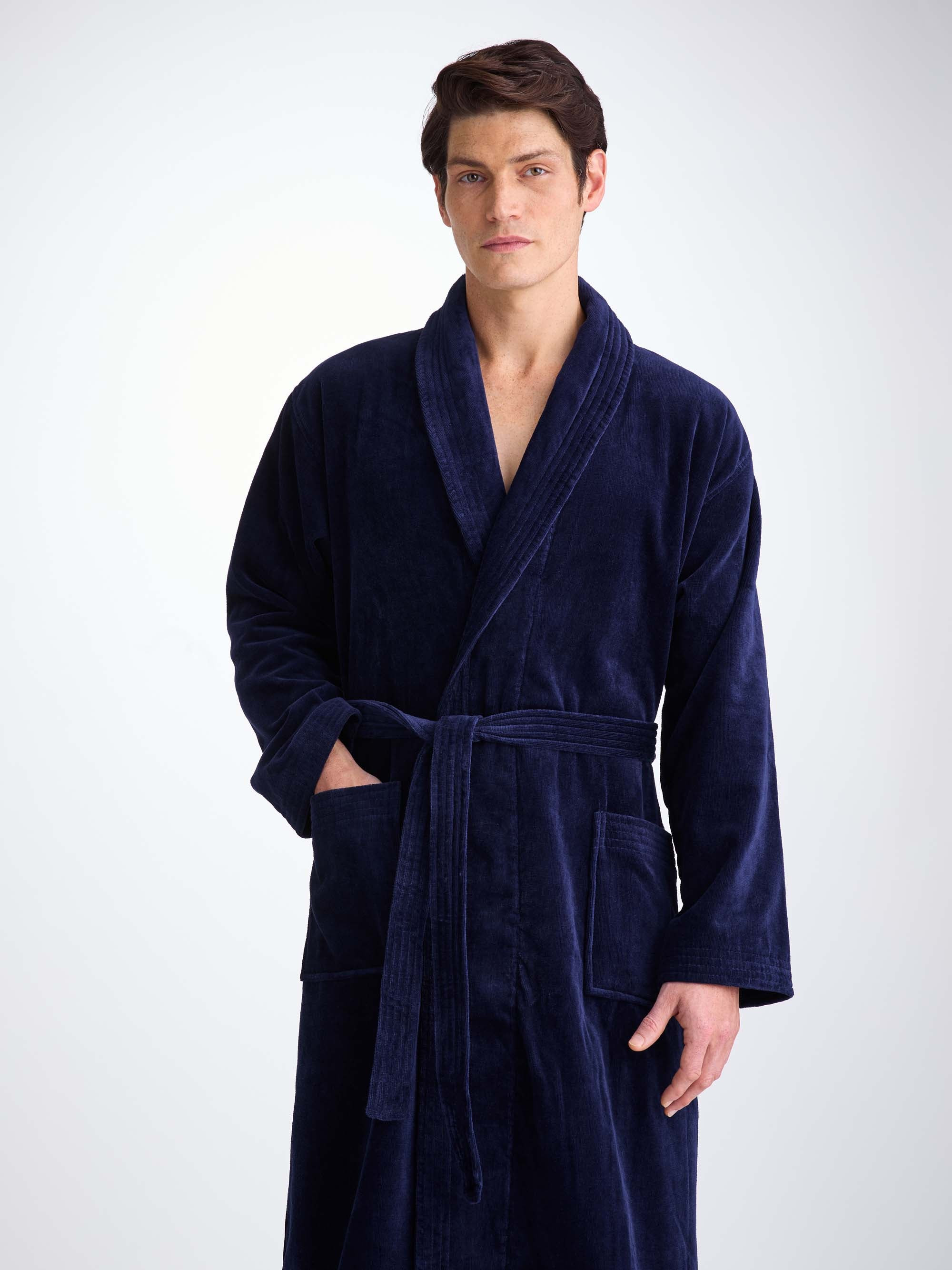 Men's Bathrobe Triton 10 Terry Cotton Navy - 5