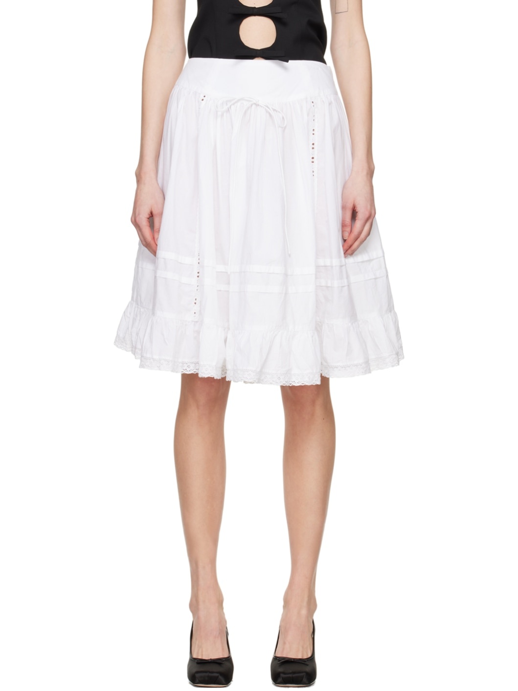 White Calico Midi Skirt - 1