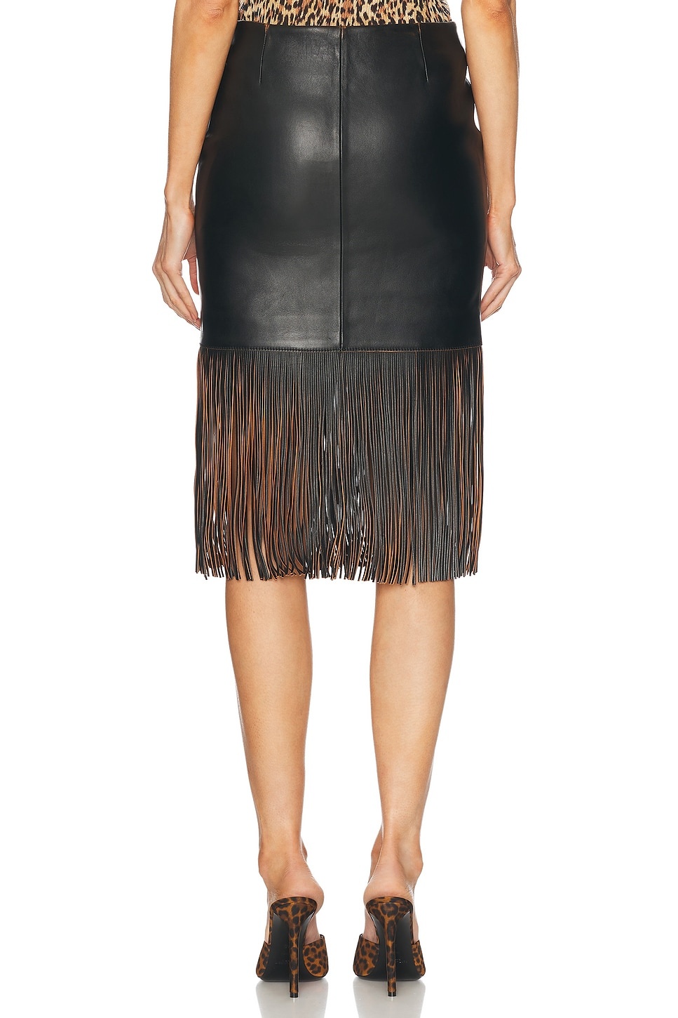 Fringe Leather Skirt - 4