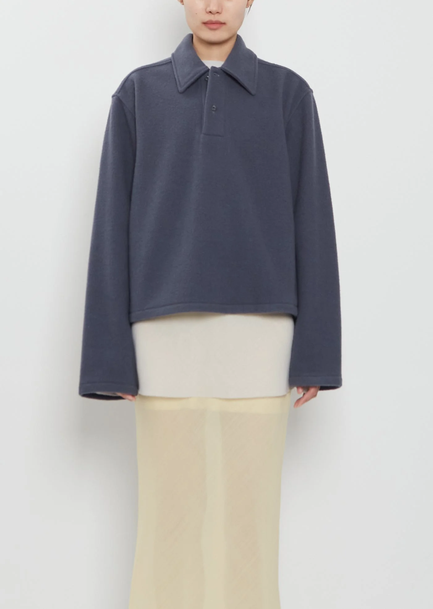 Wool Fleece Polo — Ardoise - 1