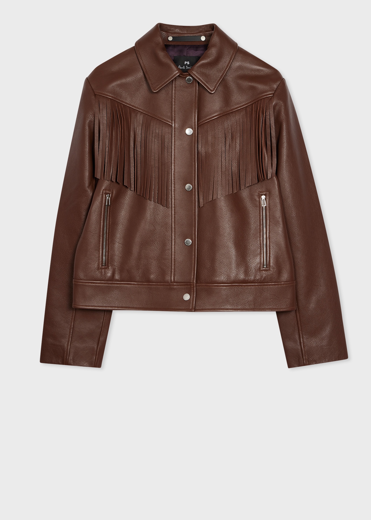 Women's Chocolate Brown Leather Fringe Jacket - 1