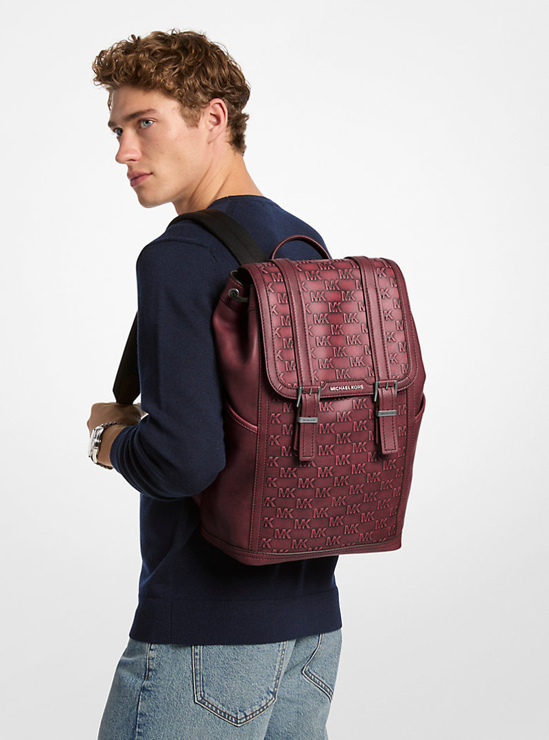 Colby Medium Logo Embossed Burnished Leather Backpack 3
