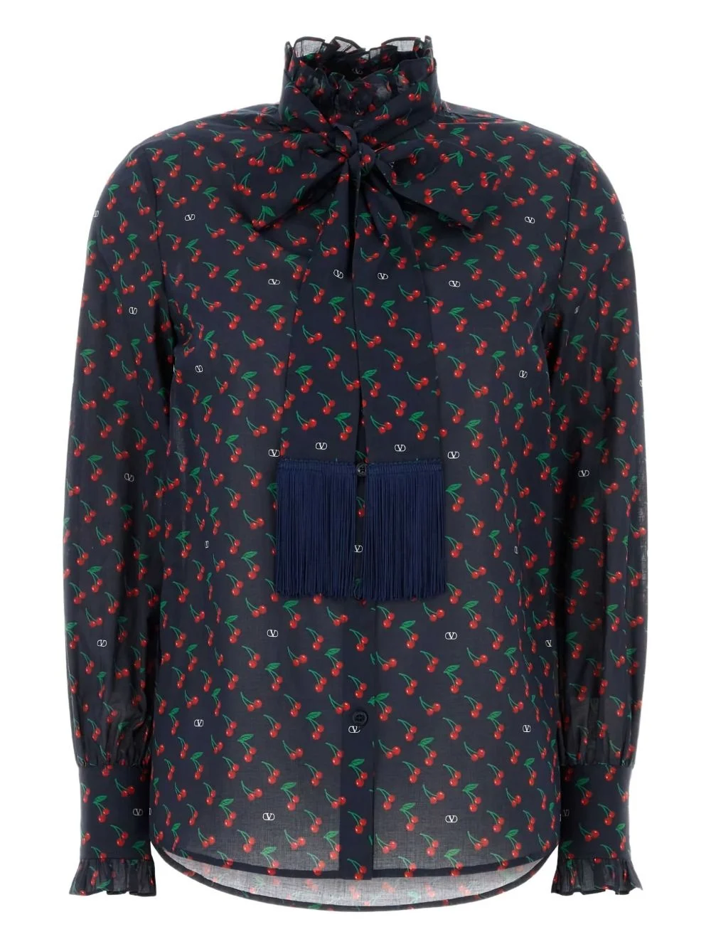 cherry-print ruffled shirt - 1
