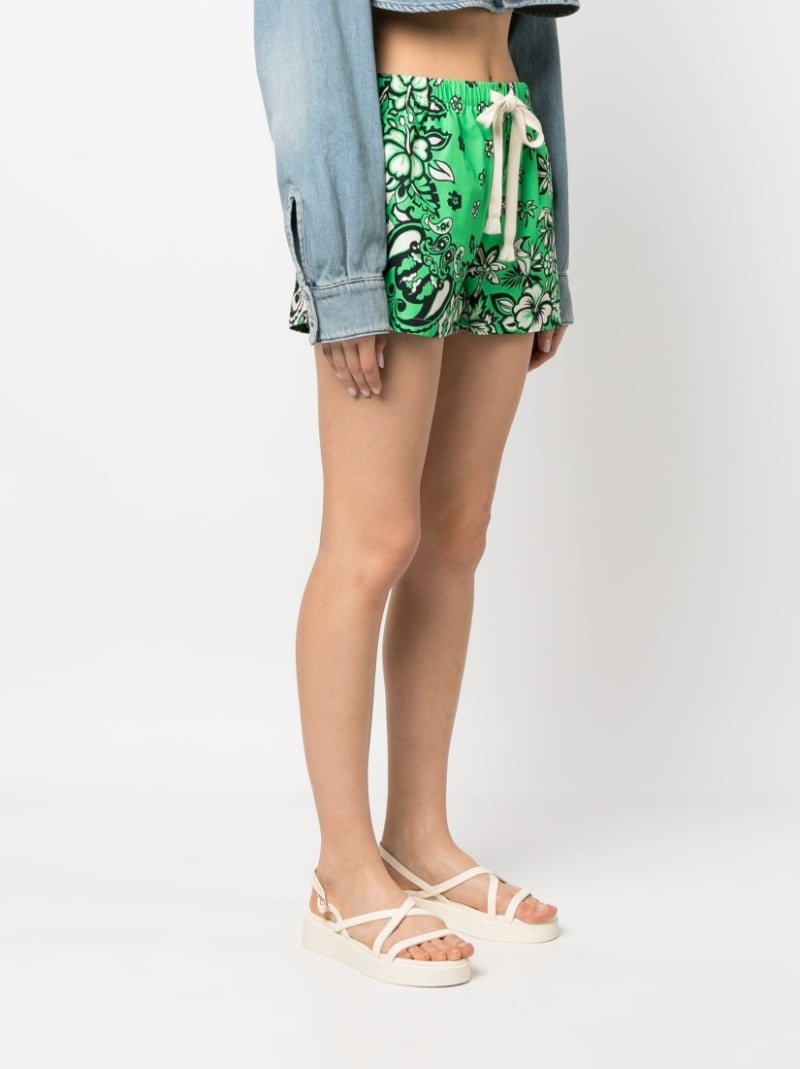 floral-print drawstring shorts - 3