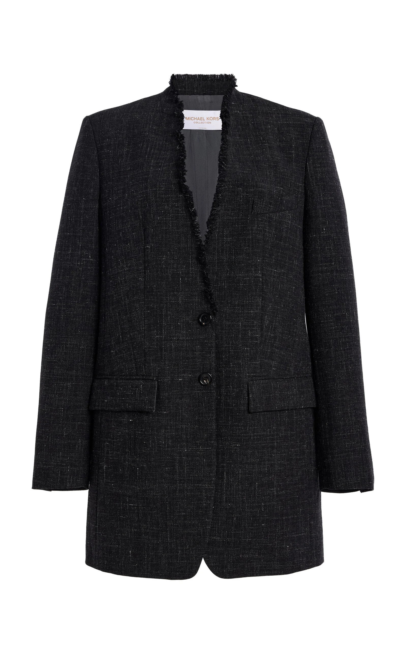 Frayed Wool-Linen Blazer dark grey - 1