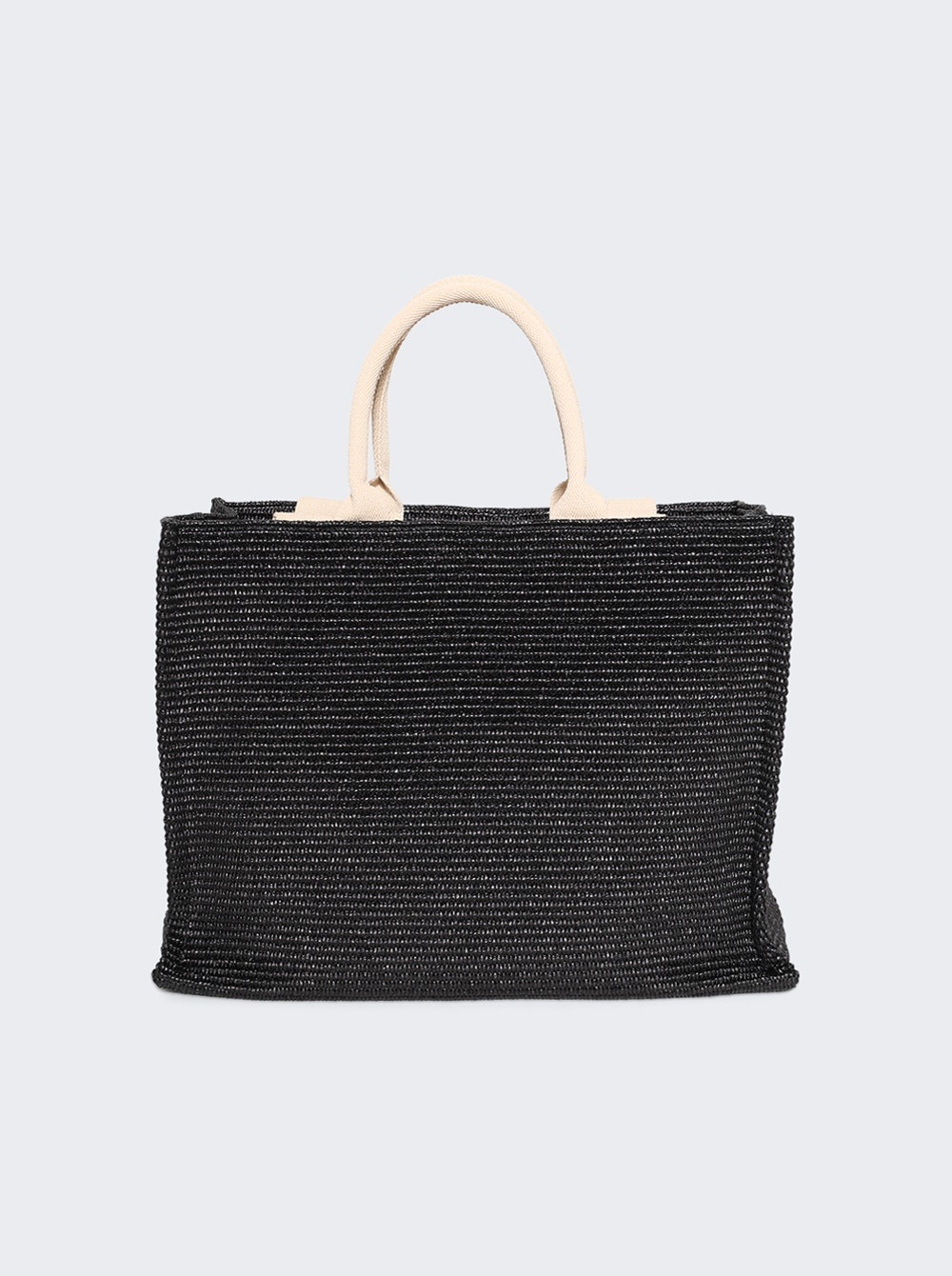Large Raffia-effect Tote Black - 5