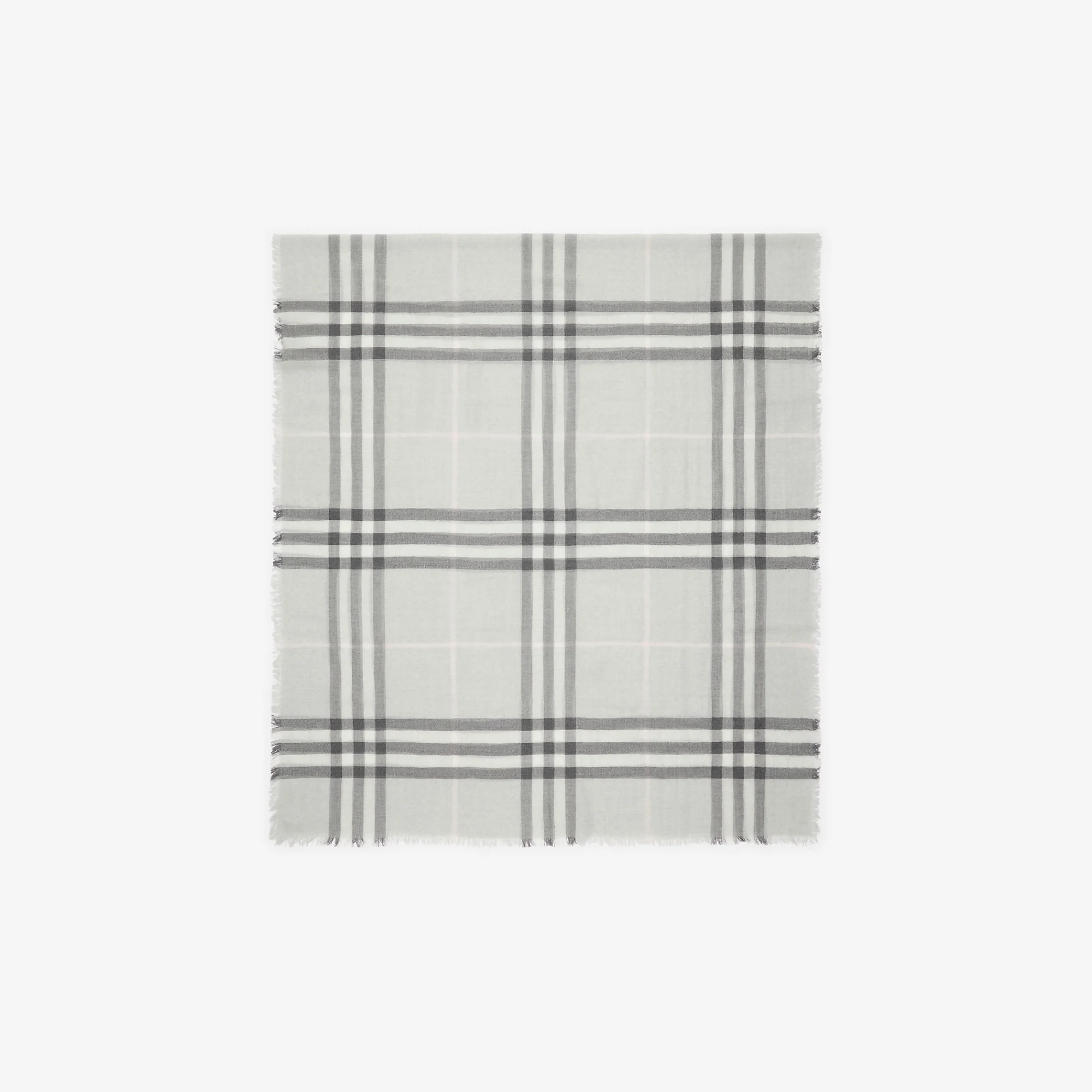 Wide Check Wool Scarf - 1