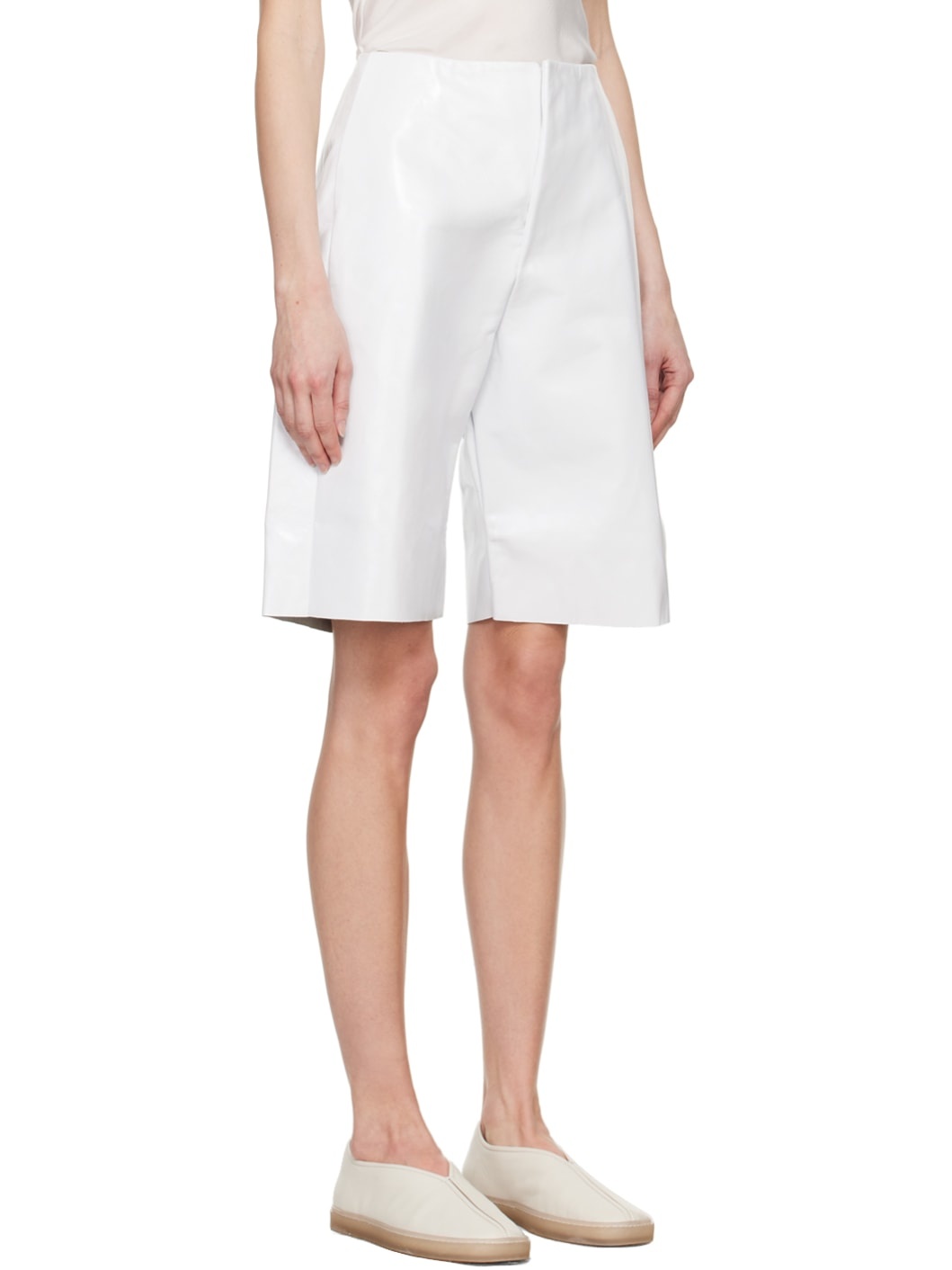 White No.277 Leather Shorts - 2