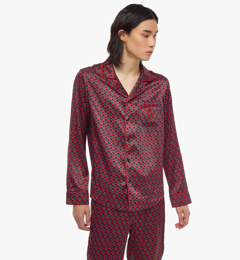 Unisex Cubic Monogram Silk Satin Pajama Shirt 5