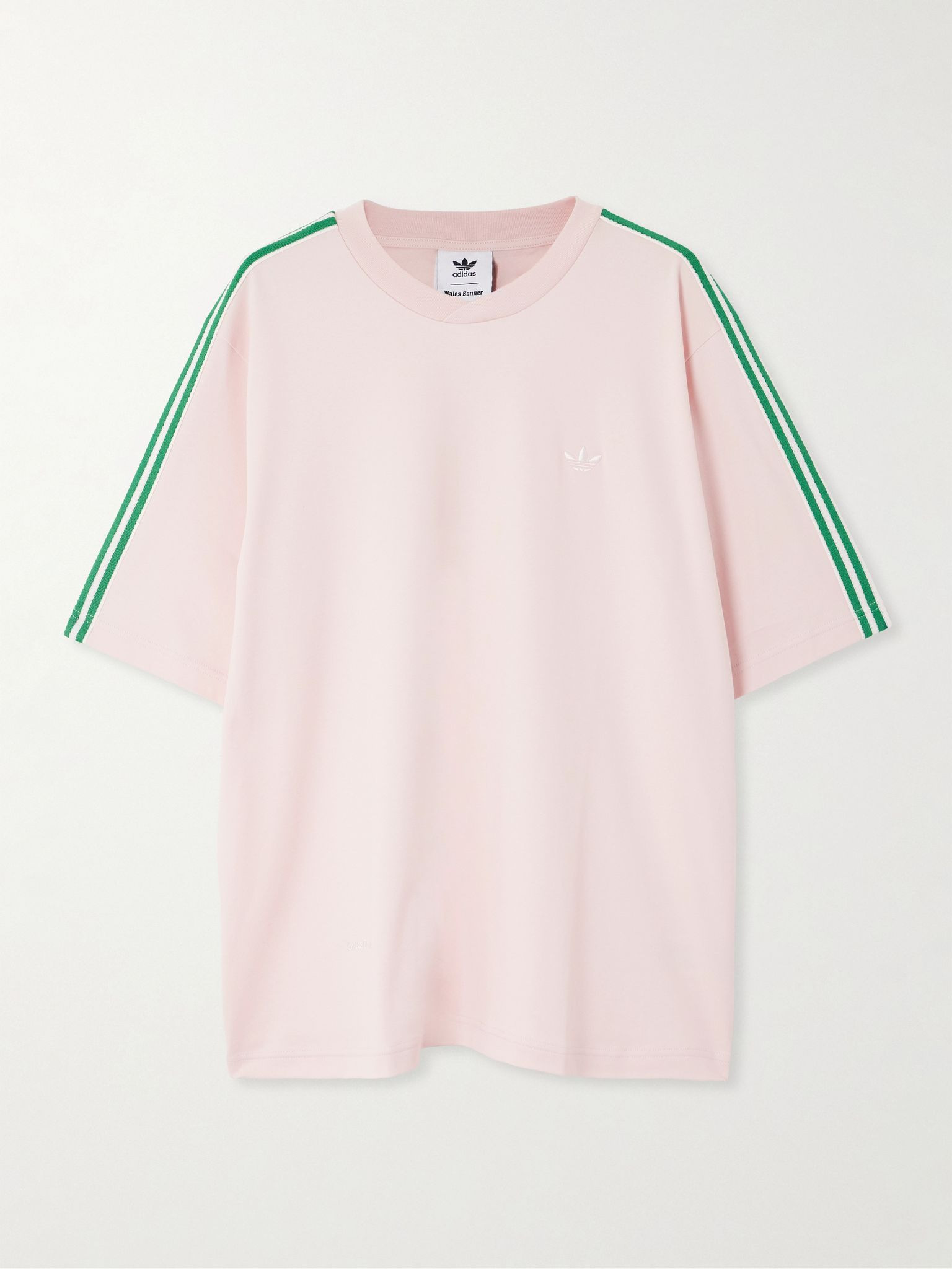 + Wales Bonner webbing-trimmed cotton-jersey T-shirt Pastel pink - 1