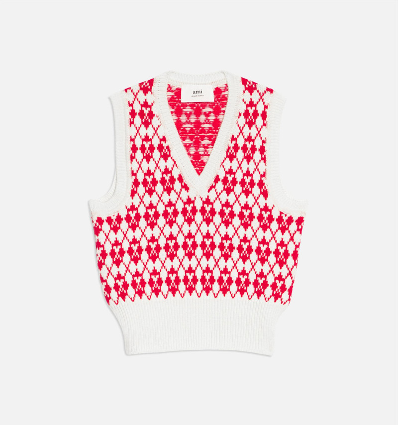 AMI Paris Jacquard V Neck Sweater outlook