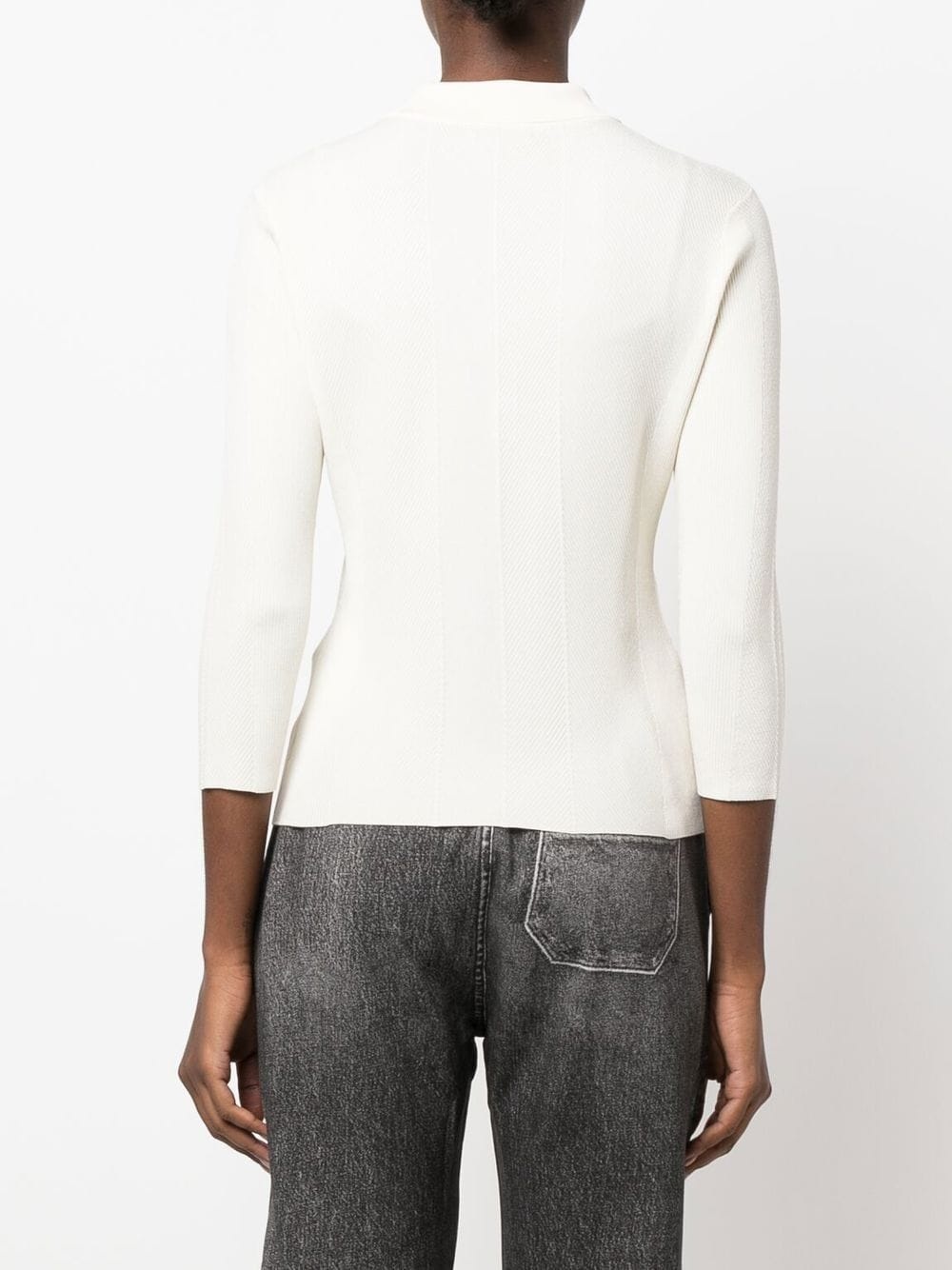 Pacey ribbed-knit polo top - 4