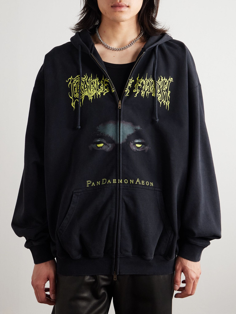 + Cradle of Filth Oversized Printed Cotton-Jersey Zip-Up Hoodie Black 3