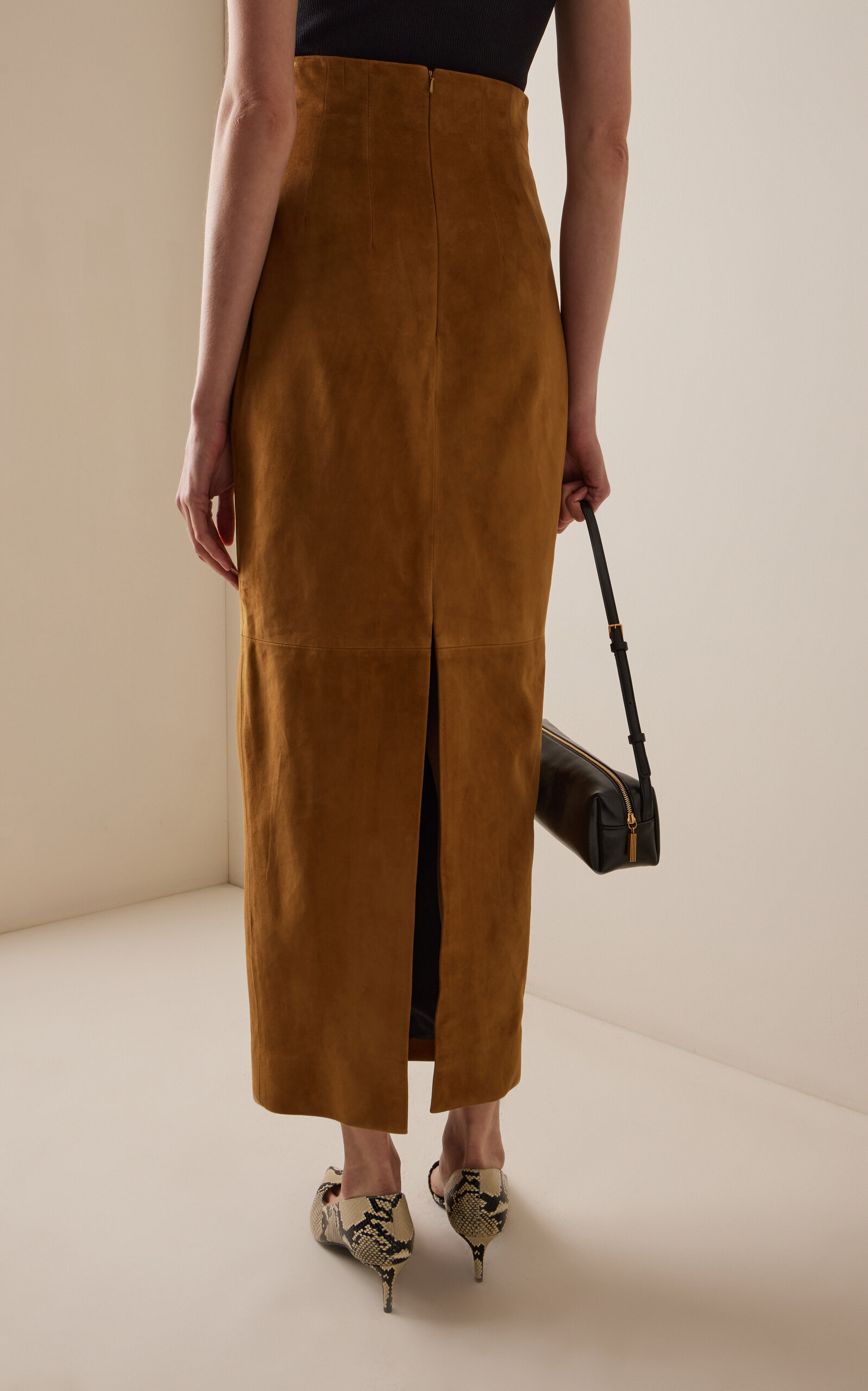 Loxley High-Rise Suede Maxi Skirt brown - 4
