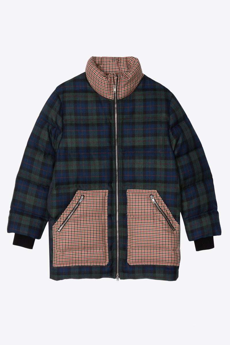 Multi-Plaid Wool Oversized Down Coat 1