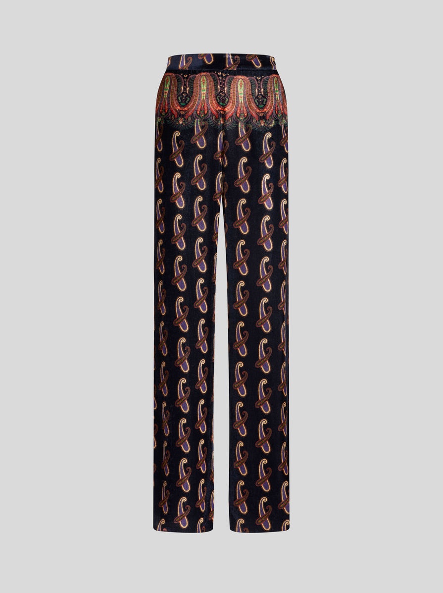 PAISLEY VELVET PALAZZO TROUSERS - 1