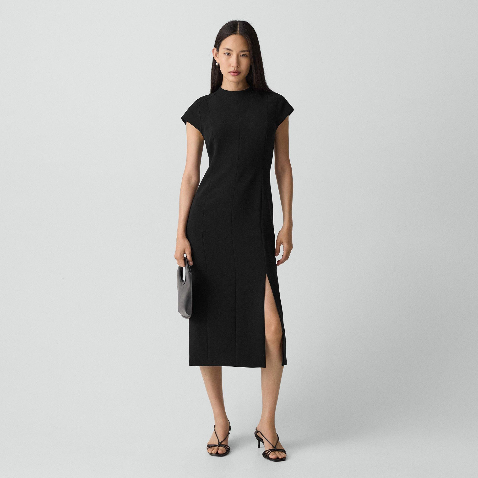 Short-Sleeve Midi Dress in Admiral Crepe - 2