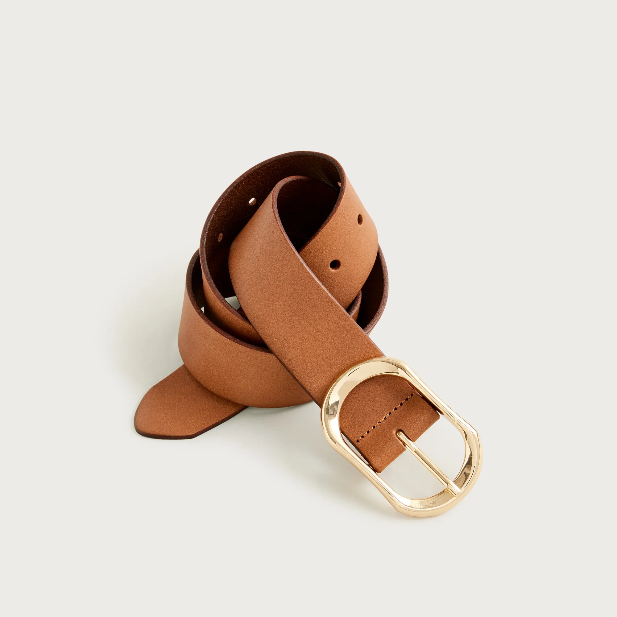 Oval buckle belt in Italian leather - 1