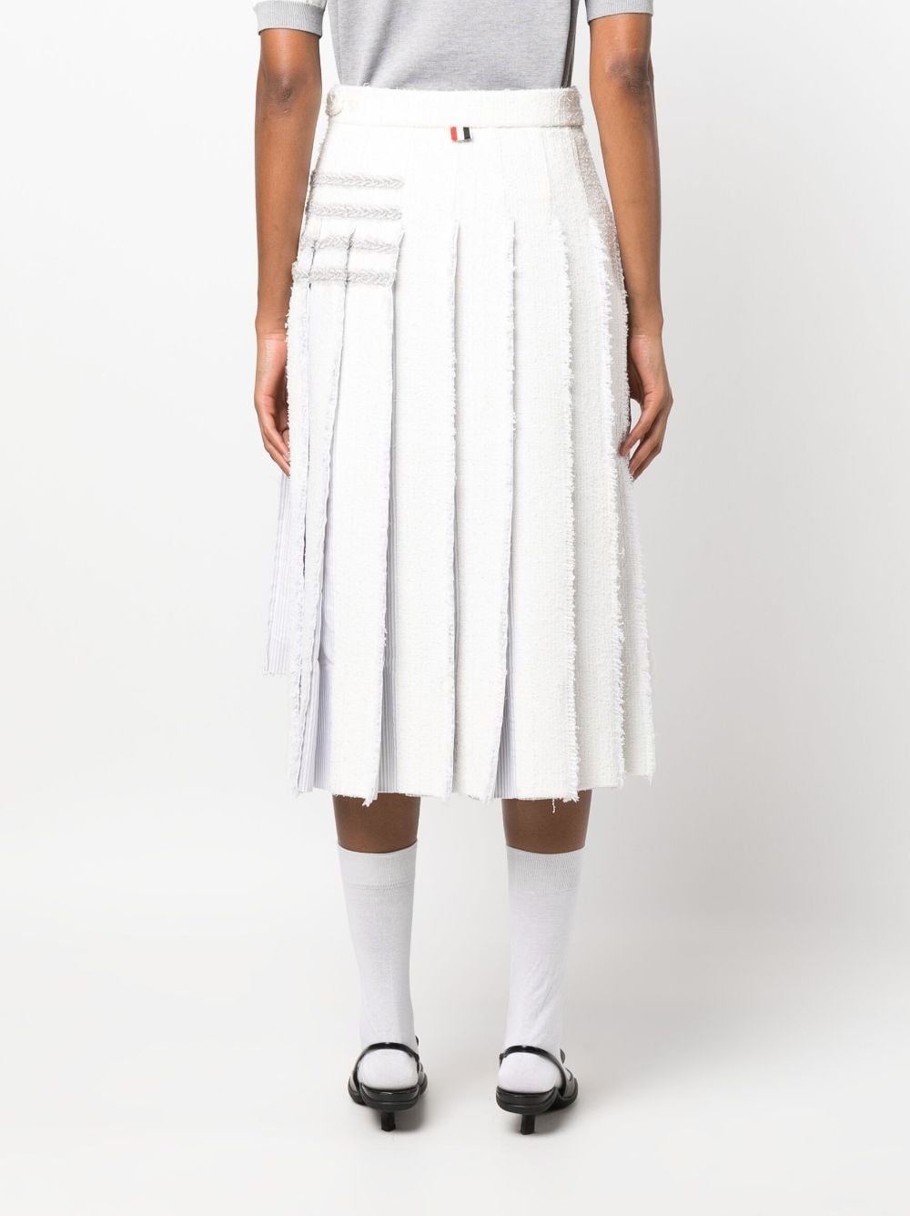 4-Bar tweed pleated skirt - 4
