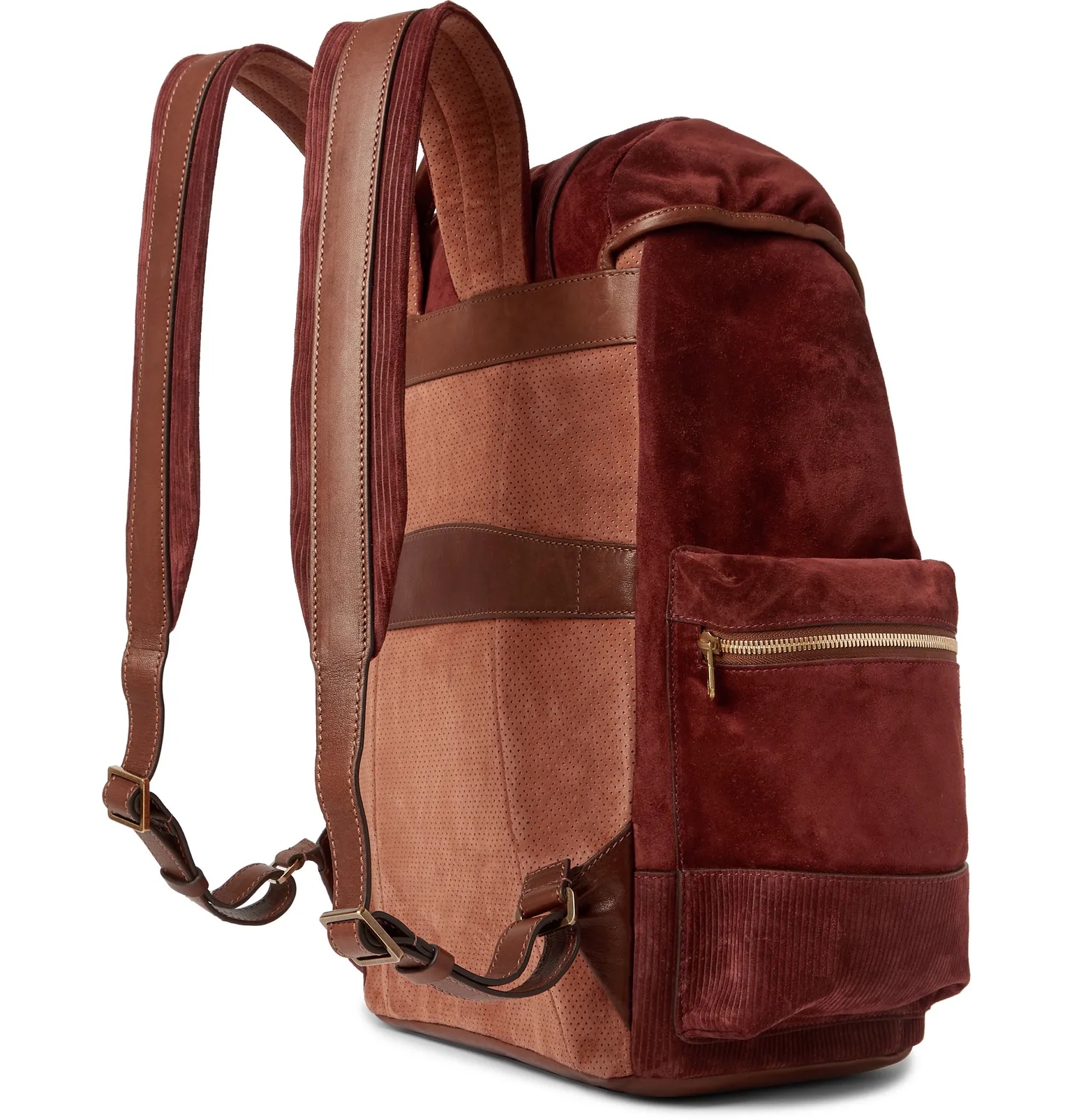 Leather-Trimmed Suede Backpack - 4