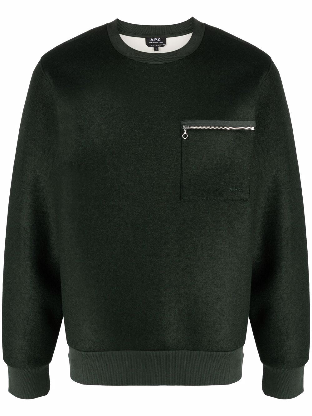 zip-pocket crew neck sweater - 1