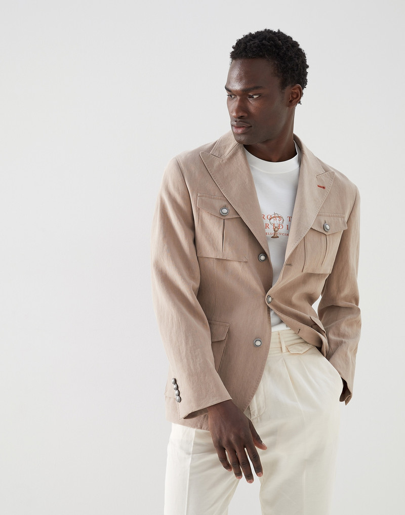Twisted linen safari jacket with metal buttons 4