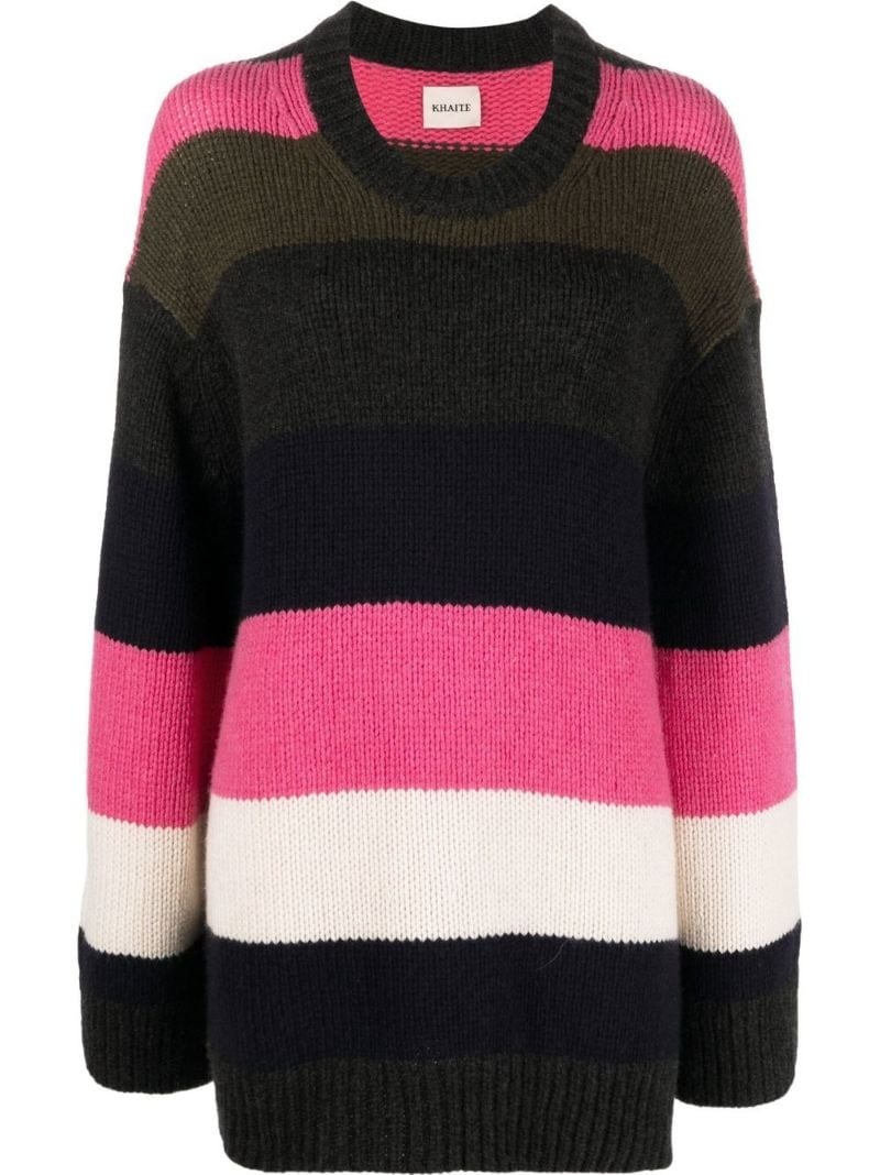 striped crew neck jumper - 1