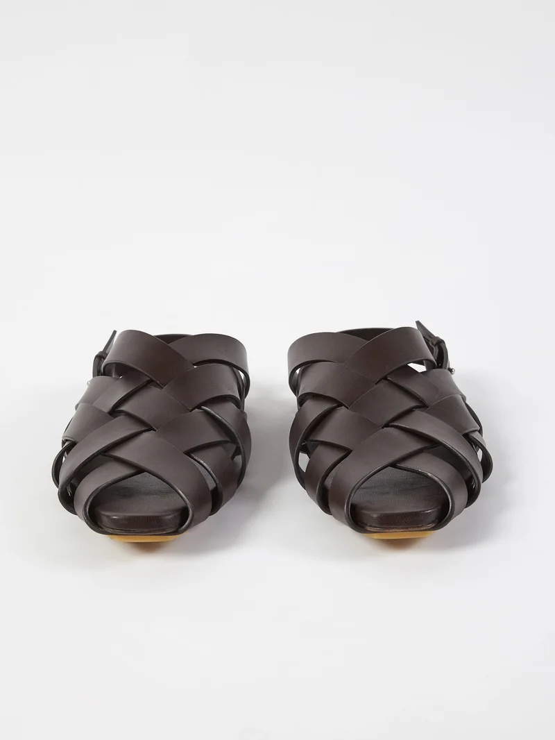 Intrecciato-woven leather slippers - 8