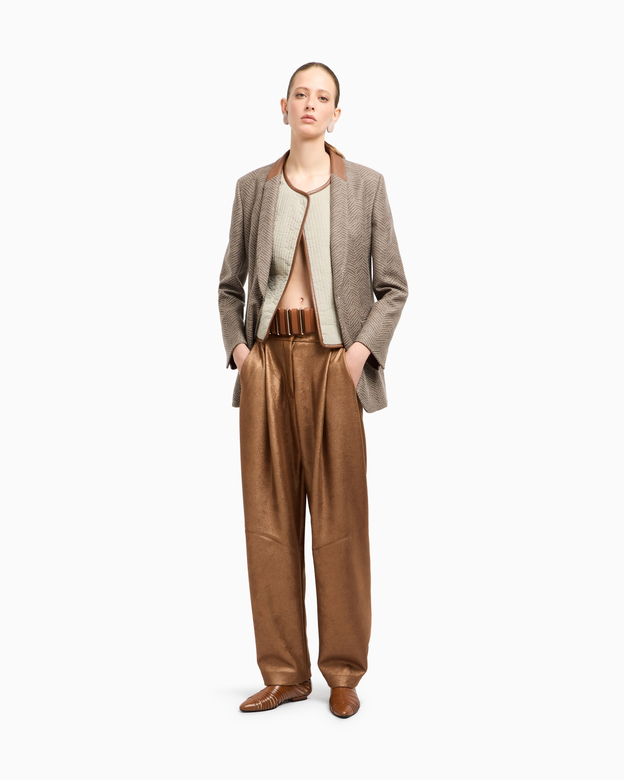 DOUBLE-SIDED JERSEY SINGLE-PLEAT TROUSERS - 2