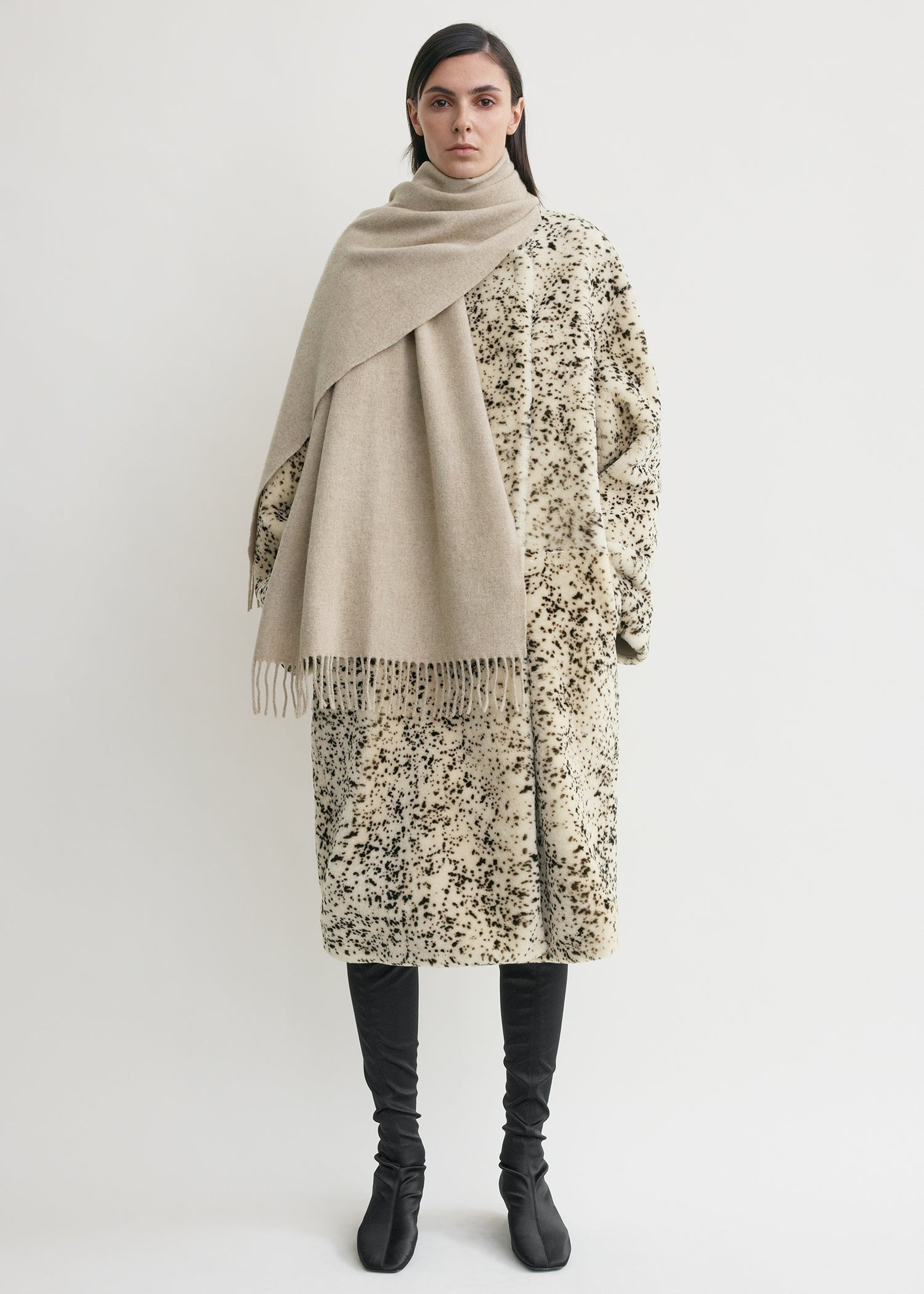 Classic wool scarf light beige mélange - 3