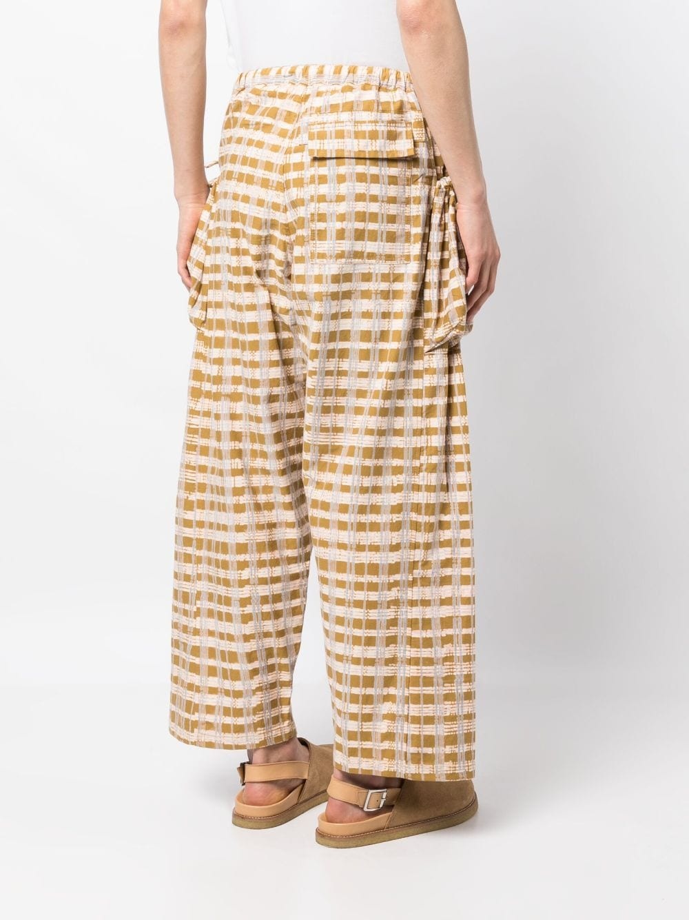 check-print wide-leg trousers - 5