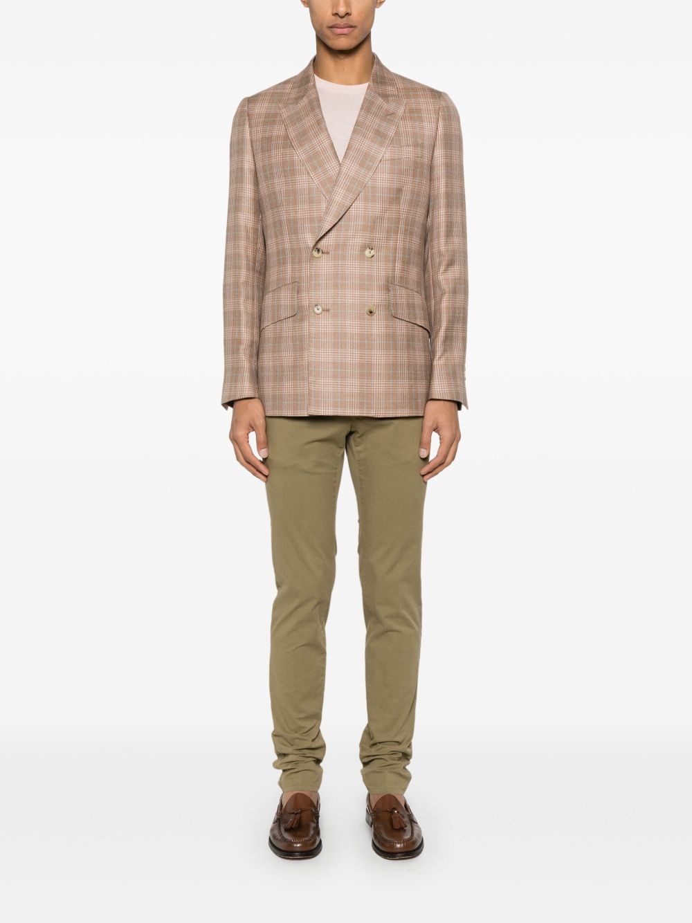 checked double-breasted blazer - 2