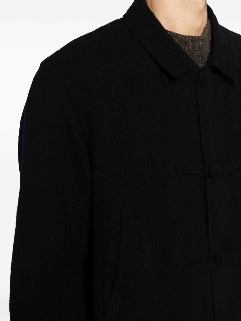 spread-collar wool jacket - 5