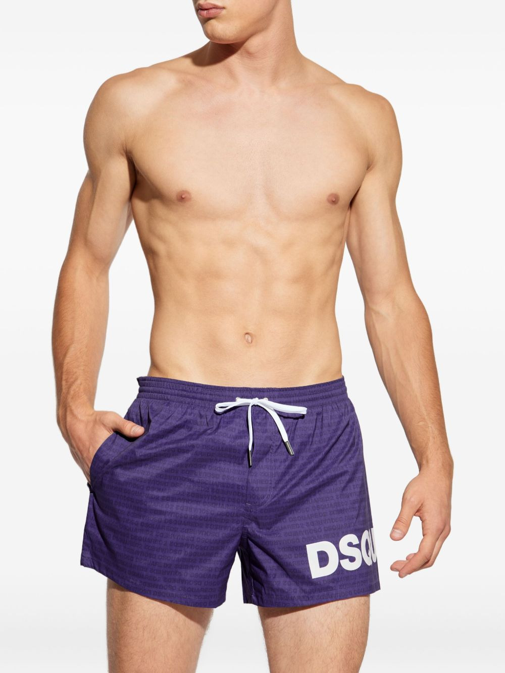 logo-print drawstring swim shorts - 3