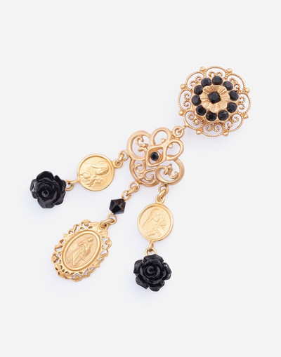 Dolce & Gabbana Clip-on drop earrings with roses and flowers outlook